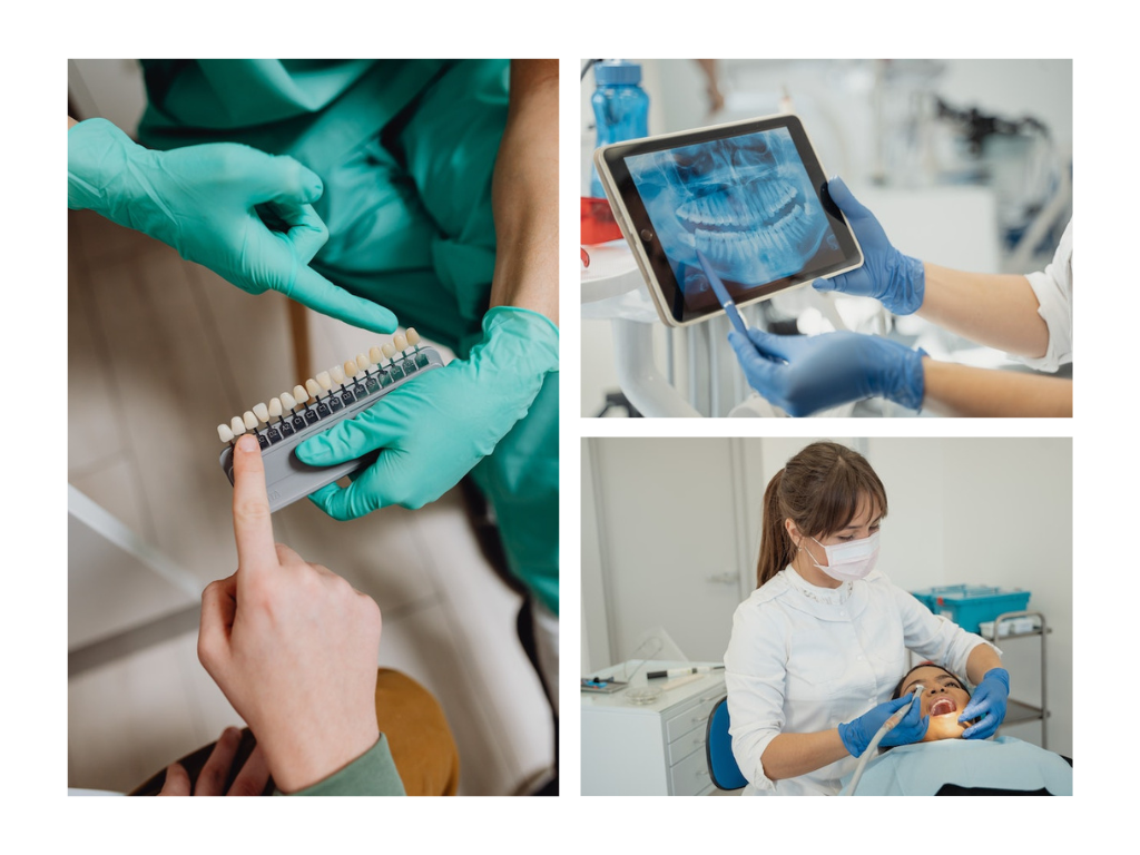 escenas de la rutina de un dentista que utiliza un software para odontólogos