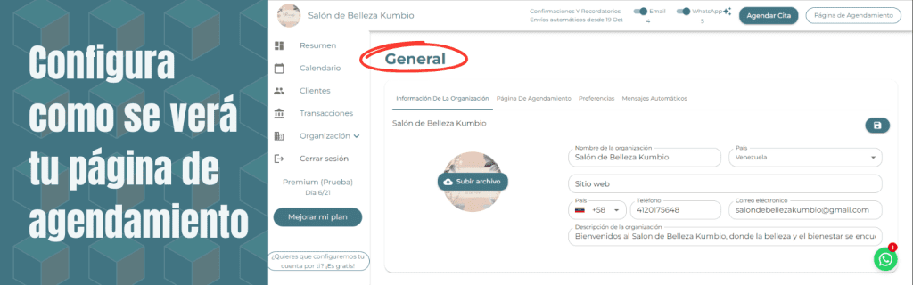 pagina de agendamiento de servicios ara gestionar clientes con un software de gestión de negocios  